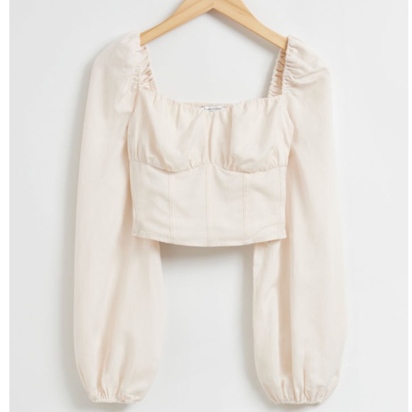 & Other Stories Tops - & OTHER STORIES Fitted Smocked Back Romantic Corset Blouse Cream Ivory size 4